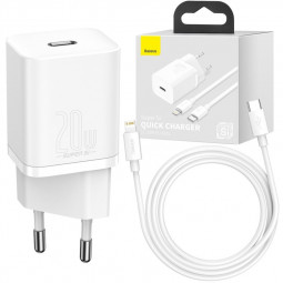 Сетевое зар. устр. Baseus Super Si 1C кабель Lightning 20W TZCCSUP-B02 белое