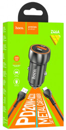Автомобильное заряд. устр. Hoco Z46A 1USB/1C 18W/20W QC3.0 серое