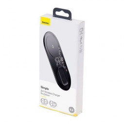 Беспроводное зарядное устройство Baseus Simple 2in1 Wireless Charger WXJK-CA02 чёрно-прозрачный