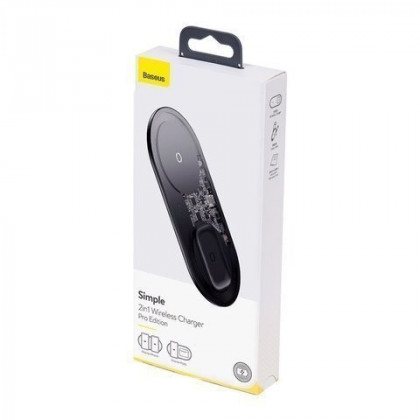 Беспроводное зарядное устройство Baseus Simple 2in1 Wireless Charger WXJK-CA02 чёрно-прозрачный