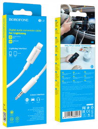 Кабель-переходник Lightning на AUX 3,5mm Borofone BL9 1м белый