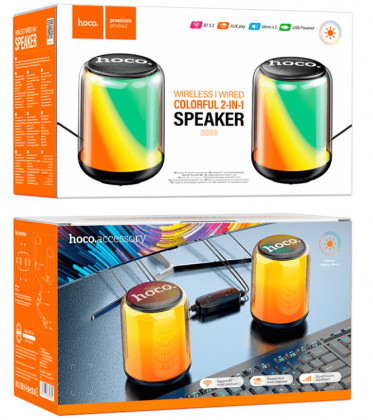 Bluetooth колонка Hoco BS56 Colorful (2 колонки) черная