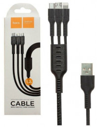 Usb Кабель-зарядка 3в1 Type-C-Lightning-Micro Hoco U31 1.2м черный