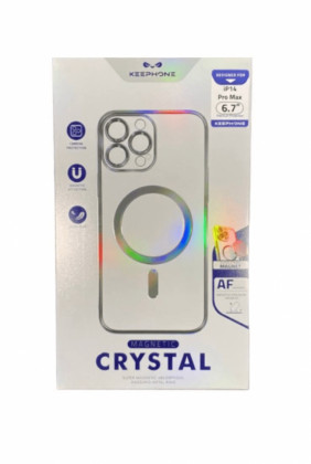 Накладка для i-Phone 14 Pro Max Keephone Magsafe тонкии прозрачный с чёрными боками