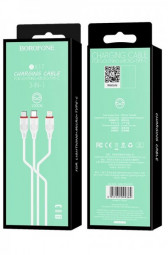 Usb Кабель-зарядка Borofone X17 3-in-1 Enjoy Lightning/Micro/Type-C 2.4A 1м силиконовый белый