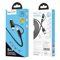 Usb Кабель-зарядка Micro Hoco X41 3в1 Micro/Lightning/Type-C 1м чёрный