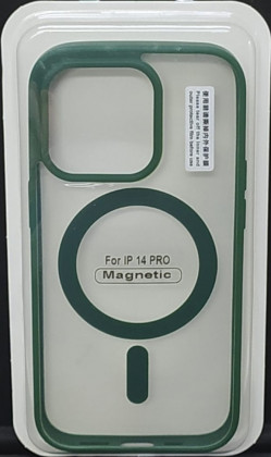 Накладка для i-Phone 14 Pro 6.1" Magsafe силикон прозрачный бока зеленая