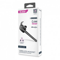 Bluetooth-гарнитура Olmio BTH-09 BT5.0/65mAh/5ч черная