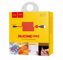 Usb Кабель-зарядка Lightning Hoco X21 Silicone 2A 1м мягкий силиконовый красный