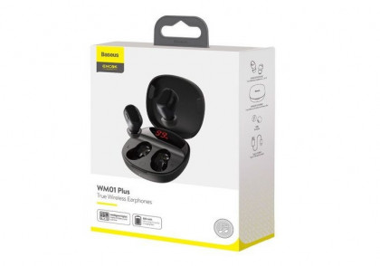 Мобильная Bluetooth-гарнитура Baseus Encok WM01 Plus BT5.0/40mAh (800mAh)/5ч (NGWM01P-01) черная