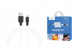 Usb Кабель-зарядка Micro Hoco X21 2A 1м мягкий силиконовый белый