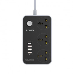 Сетевой фильтр LDNIO SC3412 2м/3 розетки/3 USB/1 USB-C серый