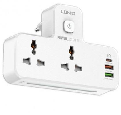 Сетевой фильтр LDNIO SC2311 2 розетки/2USB/USB-C белый