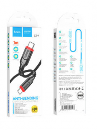 Usb Кабель-зарядка Type-C на Type-C Hoco X59 3A 60W 1м в тканевой оплетке черный