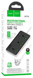 Сетевой фильтр Hoco AC8A 3 розетки/3USB/1USB-C 1.5м черный