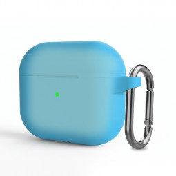 Силиконовый чехол для AirPods 3 c карабином голубой