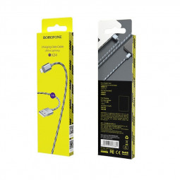 Usb Кабель-зарядка Lightning Borofone BX24 2.4A 1м в тканевой оплётке серый