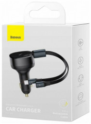 Автомобильное заряд. устр. Baseus Enjoyment 2в1 30W с каб. Type-C/Lightning CGTX000001 черное