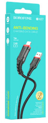 Usb Кабель-зарядка Lightning Borofone BX67 2.4A в тканевой оплётке черный