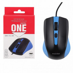 Мышь проводная Smartbuy ONE 352 USB/DPI 800-1200-1600/4 кнопки/1.24м (SBM-352-BK) сине-черная