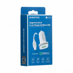 Автомобильное заряд. устр. Borofone BZ12A с шнуром Micro 1USB 3A белое