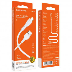 Usb Кабель-зарядка Lightning Borofone BX51 Triumph 2.4A 1м силиконовый белый
