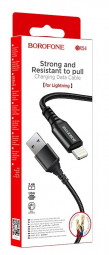 Usb Кабель-зарядка Lightning Borofone BX54 Ultra bright 2.4A 1м в тканевой оплетке черный