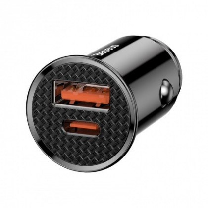 Автомобильное заряд. устр. Baseus 1USB/1C 3A 30W (CCYS-01) черное