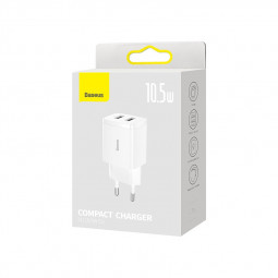 Сетевое зар. устр. Baseus Compact 10.5W 2USB CCXJ010202 белое