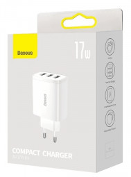 Сетевое зар. устр. Baseus Compact 17W 3USB (CCXJ020102) белое