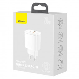 Сетевое зар. устр. Baseus Compact 20W EU 1USB/1C CCXJ-B02 белое
