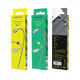 Usb Кабель-зарядка Lightning Borofone BX24 Ring current 2.4A 1м в тканевой оплётке золотой