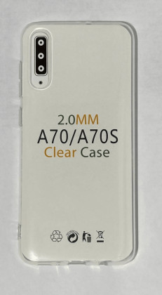 Чехол-накладка силикон 2.0мм Samsung Galaxy A70 прозрачный