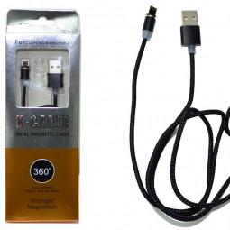 Usb Кабель-зарядка магнитный Lightning M3 2A 1м в тканевой оплетке красный