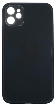 Чехол-накладка для i-Phone 12/12 Pro 6.1" силикон (стеклянная крышка) черная